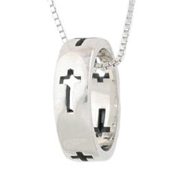 Sterling Silver Cross Ring Necklace Made in the USA Clothed