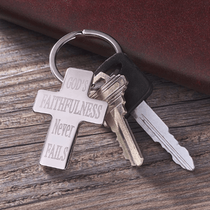 God's Faithfulness Never Fails Cross Keychain | Gift Packaged