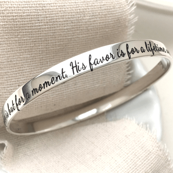 Hammered Silver Hand Stamped Personalized Cuff Bracelet 1/4