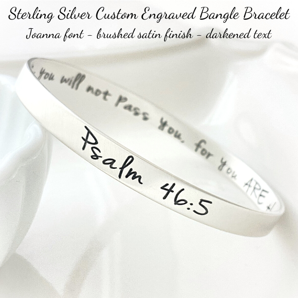 Sterling Silver Custom Engraved Personalized Bangle Bracelet 8.5