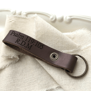 Genuine Leather Custom Engraved Personalized Keyring