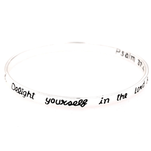 Delight Yourself in the Lord Sterling Silver Bangle Bracelet | Psalm 37:4