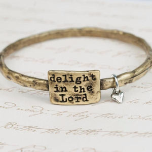Fine Pewter Scripture Verse Bracelet | Delight in the Lord | Psalm 37:4