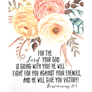The Lord Will Give You Victory Scripture Verse Watercolor Art Print | Deuteronomy 20:4