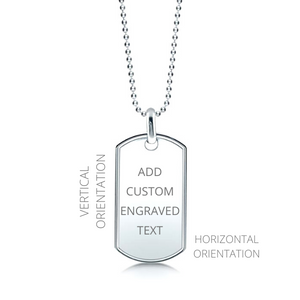 Men's Sterling Silver Custom Engraved Raised Edge Dog Tag | Add-On | Pendant Only