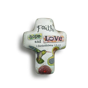 Faith Hope Love Artful Cross Pocket Token