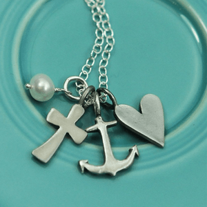 Faith, Hope, Love Fine Pewter Charm Necklace | The Vintage Pearl