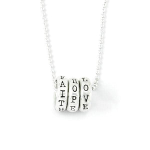 Sterling Silver Scripture Necklace | Faith Hope Love Rings | Bob Siemon Designs
