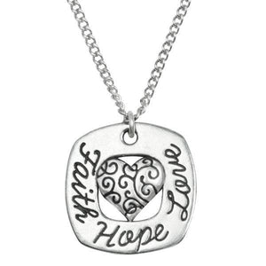 Fine Pewter Faith Hope Love Necklace