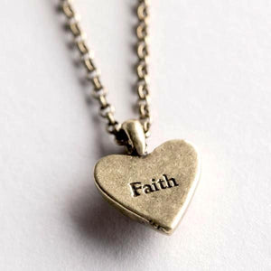 A Little Faith Goes A Long Way Story Heart Necklace
