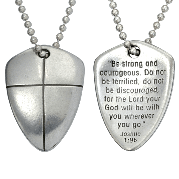 Shield necklace with bible verse cheap