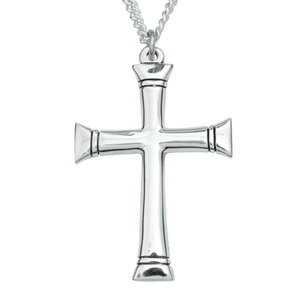 Sterling Silver Flat Ends Cross Pendant Necklace