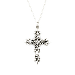 Handcrafted Sterling Silver Necklace | Fleur-de-Lis Cross | Bob Siemon Designs