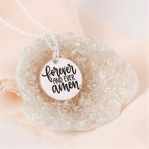 Sterling Silver Forever and Ever Amen Pendant Necklace | Ephesians 3:20-21