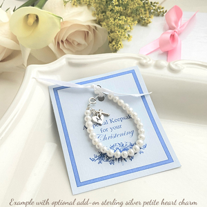 Infant Freshwater Pearl Christening Bracelet with Sterling Silver Cross Charm