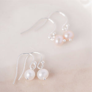 Sterling Silver & Freshwater Pearl Dangle Earrings | Ivory or Pink Champagne