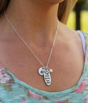 The Vintage Pearl Hand-Stamped Necklace | God Gave Me You