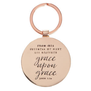 Scripture Verse Keychain | Grace Upon Grace |  John 1:16
