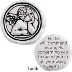 Guardian Angel Fine Pewter Cross Pocket Token | Psalm 91:11