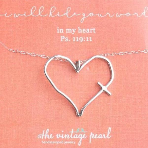 His Word in My Heart Sterling Silver or Bronze Necklace | The Vintage Pearl