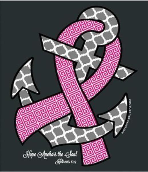 Southern Couture Christian T-Shirt | Breast Cancer Awareness Tee | Hope Anchors the Soul | Hebrews 6:19
