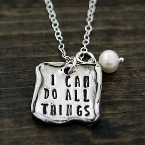 The Vintage Pearl Scripture Verse Necklace | I Can Do All Things Through Christ