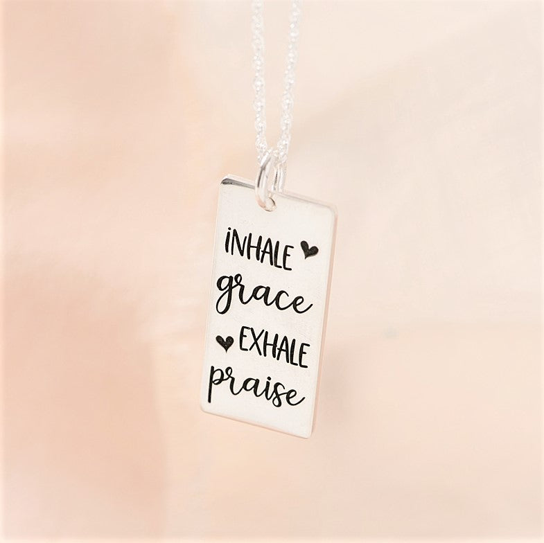 Sterling Silver Inhale Grace Exhale Praise Pendant Necklace