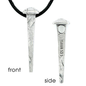 Fine Pewter Crucifixion Nail Necklace | Isaiah 53:5