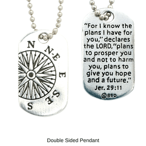Fine Pewter Dog Tag Necklace | Jeremiah 29:11 Compass