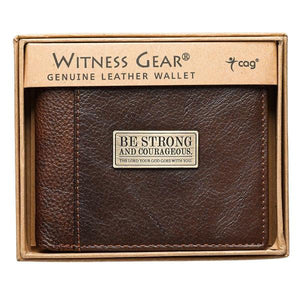 Two-Tone Genuine Leather Scripture Verse Wallet | Joshua 1:9 "Be Strong and Courageous"