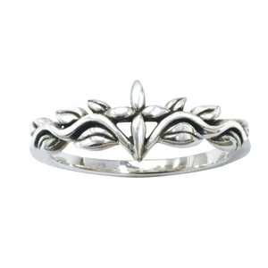 Sterling Silver Ladies' Christian Ring | Sculpted Cross and Vines