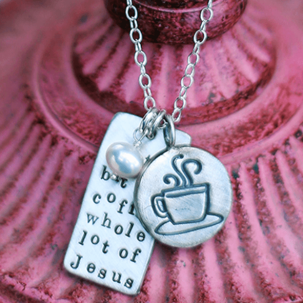The Vintage Pearl Hand-Stamped Necklace | Little Bit of Coffee, Whole Lot of Jesus