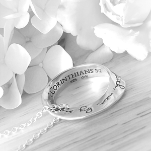 Live By Faith Not By Sight Sterling Silver Mobius Twist Necklace | 2 Corinthians 5:7
