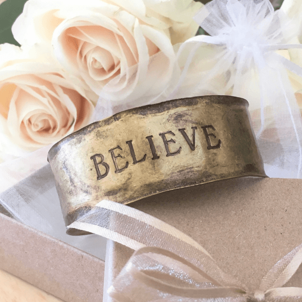 Antiqued Brass Hand-Stamped Inspirational Cuff Bracelets