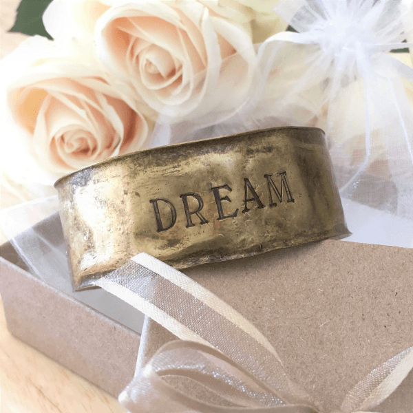 Antiqued Brass Hand-Stamped Inspirational Cuff Bracelets