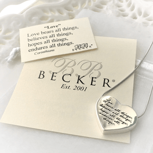 Love Bears All Things Sterling Silver Heart Pendant Necklace | BB Becker | 1 Corinthians 13:7