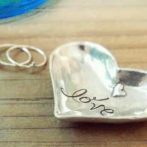 Handcrafted Heart Shape Pewter Ring Dish | Love