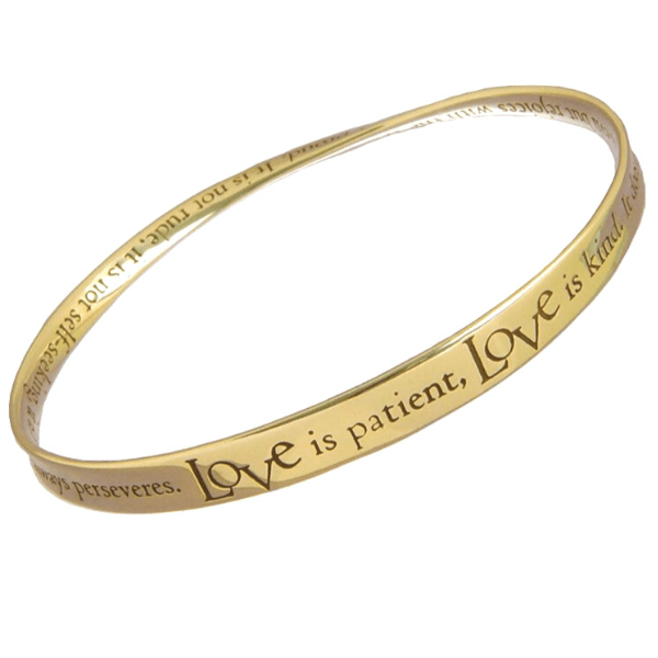 14k Gold Love is Patient Mobius Bangle Bracelet | 1 Corinthians 13