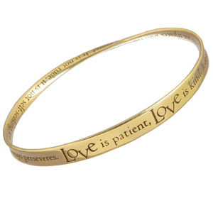 Love is Patient Mobius Bangle Bracelet | 1 Corinthians 13 | Sterling Silver or 14k Gold