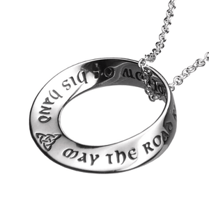 May the Road Rise to Meet You Sterling Silver Mobius Twist Necklace | Irish Blessing