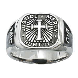Sterling Silver Men's Micah 6:8 Cross Signet Ring