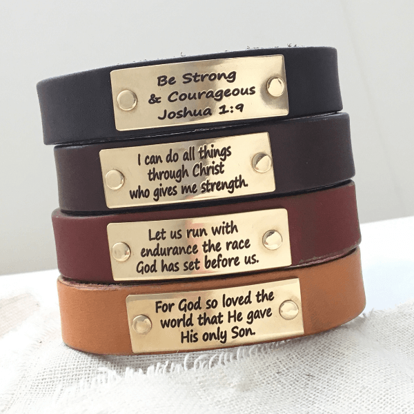 Leather scripture best sale bracelets