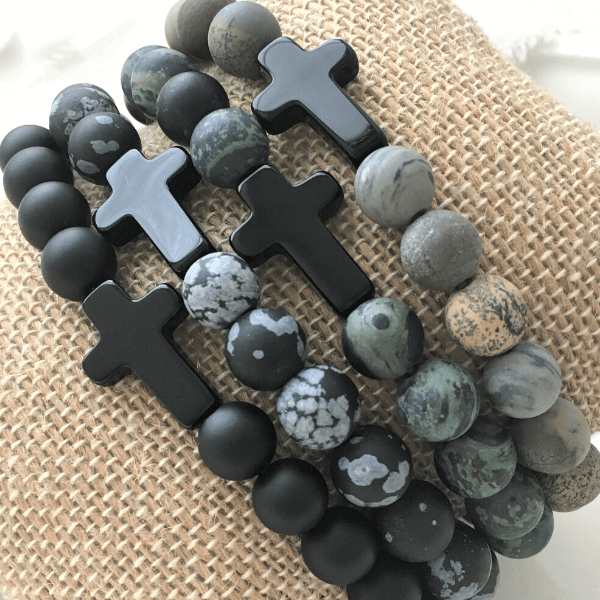 Mens bead 2025 bracelet with cross