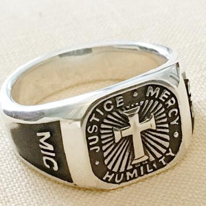 Sterling Silver Men's Micah 6:8 Cross Signet Ring