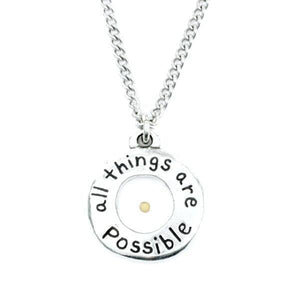 Fine Pewter Mustard Seed Necklace | All Things Are Possible