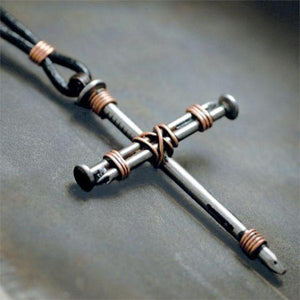 Wrapped Nails Cross Necklace