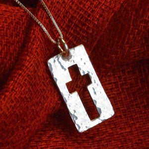Narrow Road Sterling Silver Cross Necklace | Matthew 7:14