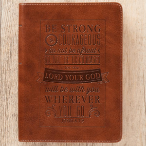 Strong & Courageous Scripture Journal | Joshua 1:9 | LuxLeather