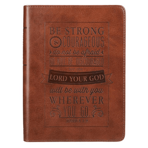 Strong & Courageous Scripture Journal | Joshua 1:9 | LuxLeather