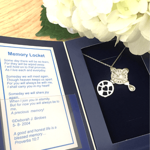 Sterling Silver Memorial Tear Cross Locket Necklace